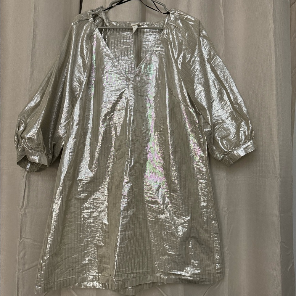 Metallic Silver Women's Top